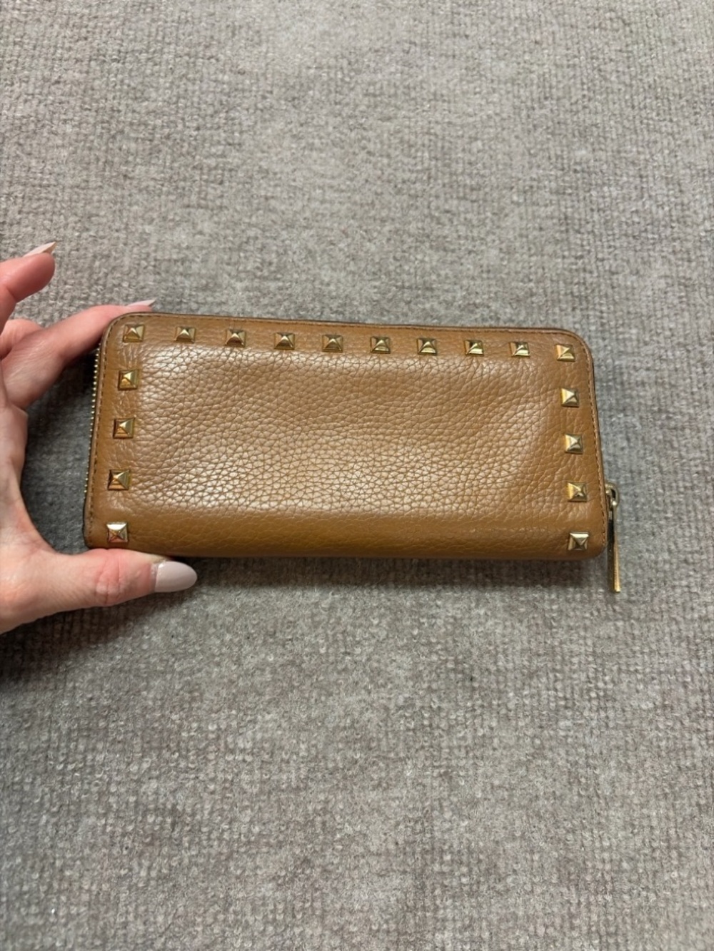 Michael Kors Brown Leather Zip-Around Wallet with Gold Studs - Picture 5 of 7